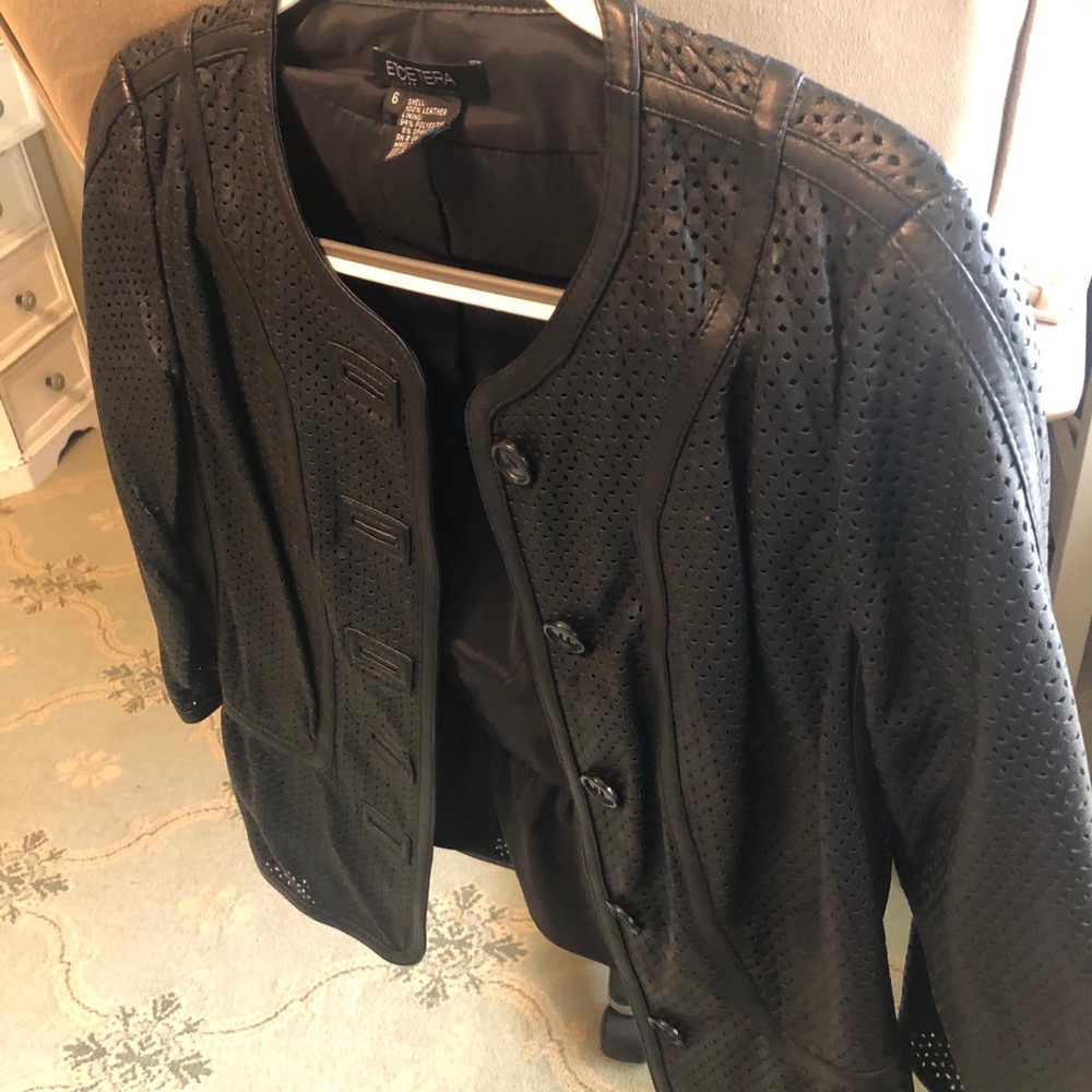 Etcetera Perforated Leather Jacket - image 2